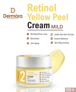Dermora Professional 4% Mild Advanced 2-Step Retinol Yellow Peel Kit With 5-Steps | Enzyme Cleanser Peel (12g) | Pre Peel Cleanser (100ml) | Retinol & Vitamin-C Yellow Peel Solution (30ml) | Retinol Yellow Peel Cream (30ml) | Post Peel Neutralizer (100ml)