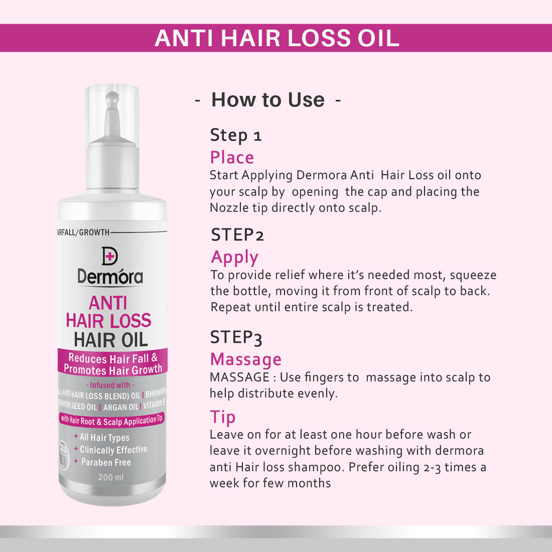 Dermora Anti hair Loss oil 200 ml - Dermora