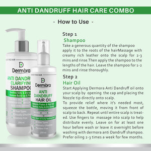 Dermora Anti Dandruff Clarifying Shampoo with anti dandruff hair oil 500(300+200)ml - Dermora