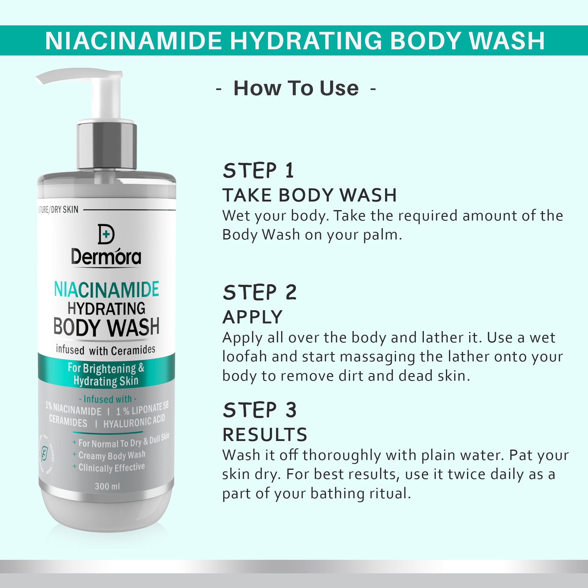Dermora Niacinamide Hydrating body wash with Ceramides 300 ml - Dermora