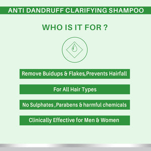 Anti-Dandruff Clarifying Shampoo Reduces Dandruff, Flakes, Soothes Scalp 300 Ml - Dermora