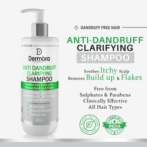 Anti-Dandruff Clarifying Shampoo Reduces Dandruff, Flakes, Soothes Scalp 300 Ml - Dermora