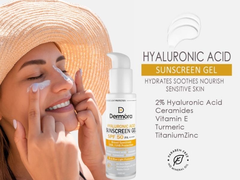 Dermora Hyaluronic Acid sunscreen Gel with SPF 50 ++++ 100 ml