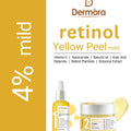 Dermora Professional 4% Mild Advanced 2-Step Retinol Yellow Peel Kit With 5-Steps | Enzyme Cleanser Peel (12g) | Pre Peel Cleanser (100ml) | Retinol & Vitamin-C Yellow Peel Solution (30ml) | Retinol Yellow Peel Cream (30ml) | Post Peel Neutralizer (100ml)