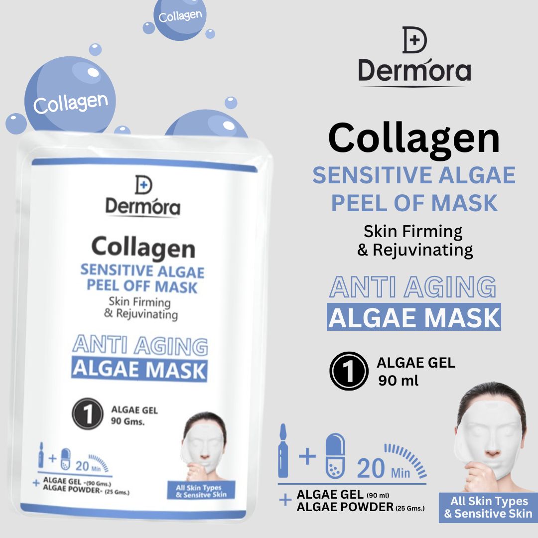 Dermora Collagen Sensitive Face Mask Firming & Anti Aging Peel Off Mask For Women & Men Pack of 2 (Powder 90 Gms + Gel 25 Gms)