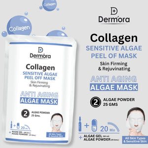 Dermora Collagen Sensitive Face Mask Firming & Anti Aging Peel Off Mask For Women & Men Pack of 2 (Powder 90 Gms + Gel 25 Gms)