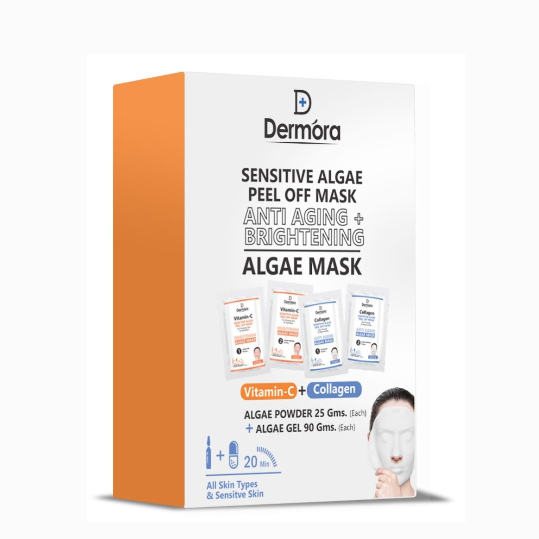 Vitamin C & Collagen Sensitive Skin Algae Skin Firming, Anti Aging & Glowing Skin Peel off Mask For Women & Men Combo Pack of 4 (90*2, 25*2) Gms.