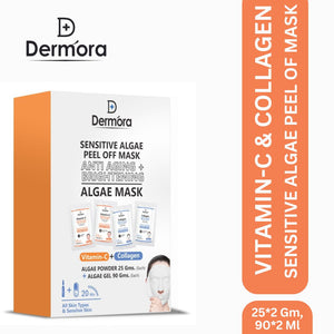 Vitamin C & Collagen Sensitive Skin Algae Skin Firming, Anti Aging & Glowing Skin Peel off Mask For Women & Men Combo Pack of 4 (90*2, 25*2) Gms.