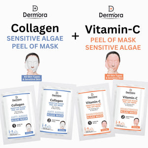 Vitamin C & Collagen Sensitive Skin Algae Skin Firming, Anti Aging & Glowing Skin Peel off Mask For Women & Men Combo Pack of 4 (90*2, 25*2) Gms.