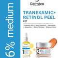 Dermora Professional 6% Medium Advanced 2-Step Tranexamic + Retinol Peel Kit With 5-Steps | Enzyme Cleanser Peel (12g) | Pre Peel Cleanser (100ml) | Tranexamic + Retinol Peel Solution (30ml) | Tranexamic + Retinol Peel Cream (30ml) | Post Peel Neutralizer (100ml)