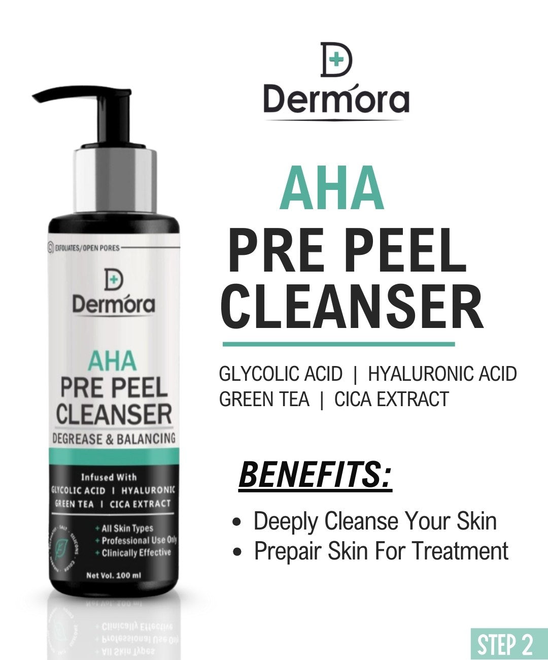 Dermora Professional 6% Medium Advanced 2-Step Tranexamic + Retinol Peel Kit With 5-Steps | Enzyme Cleanser Peel (12g) | Pre Peel Cleanser (100ml) | Tranexamic + Retinol Peel Solution (30ml) | Tranexamic + Retinol Peel Cream (30ml) | Post Peel Neutralizer (100ml)
