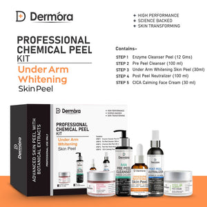 Dermora Professional Underarm Whitening Skin Peel Kit With 5-Steps | Enzyme Cleanser Peel (12g) | Pre Peel Cleanser (100ml) | Underarm Whitening Skin Peel (30ml) | Post Peel Neutralizer (100ml) | CICA Calming Face Cream (30ml)