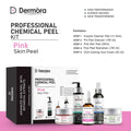 Dermora Professional Pink Skin Peel Kit With 5-Steps | Enzyme Cleanser Peel (12g) | Pre Peel Cleanser (100ml) | Pink Skin Peel (30ml) | Post Peel Neutralizer (100ml) | CICA Calming Face Cream (30ml)