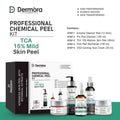 Dermora Professional 15% TCA Mild Skin Peel Kit With 5-Steps | Enzyme Cleanser Peel (12g) | Pre Peel Cleanser (100ml) | 15% TCA Mild Skin Peel (30ml) | Post Peel Neutralizer (100ml) | CICA Calming Face Cream (30ml)