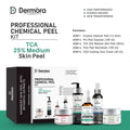 Dermora Professional 25% TCA Mild Skin Peel Kit With 5-Steps | Enzyme Cleanser Peel (12g) | Pre Peel Cleanser (100ml) | 25% TCA Mild Skin Peel (30ml) | Post Peel Neutralizer (100ml) | CICA Calming Face Cream (30ml)