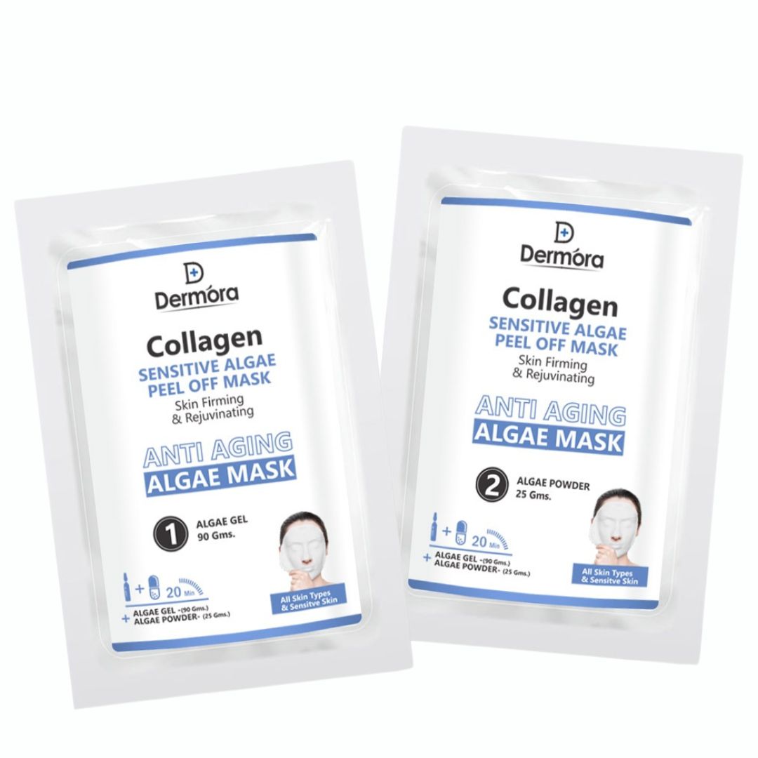 Dermora Collagen Sensitive Face Mask Firming & Anti Aging Peel Off Mask For Women & Men Pack of 2 (Powder 90 Gms + Gel 25 Gms)