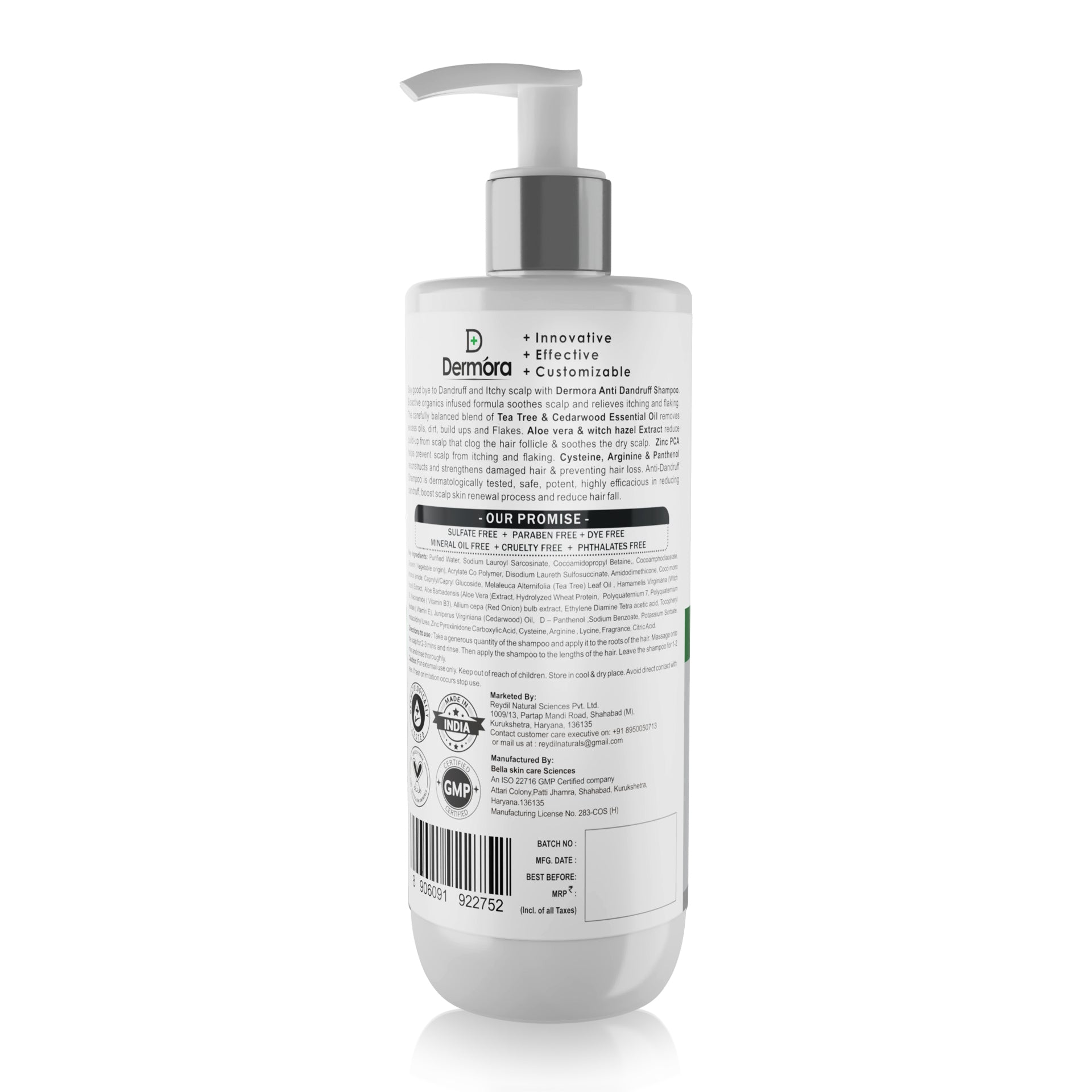 Anti-Dandruff Clarifying Shampoo Reduces Dandruff, Flakes, Soothes Scalp 300 Ml - Dermora