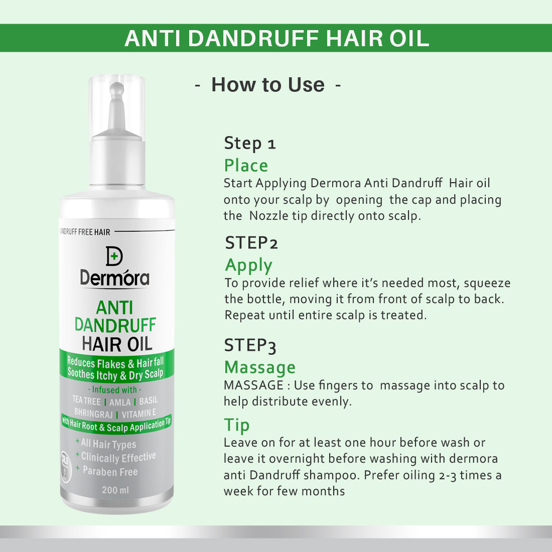 Dermora Anti Dandruff hair oil 200 ml - Dermora