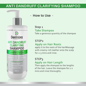 Anti-Dandruff Clarifying Shampoo Reduces Dandruff, Flakes, Soothes Scalp 300 Ml - Dermora