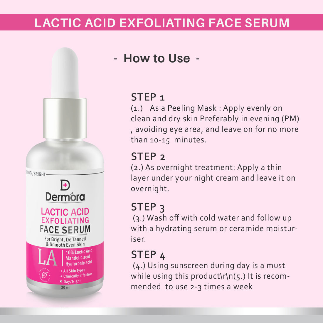 Dermora Lactic Acid exfoliating serum 30 ml - Dermora
