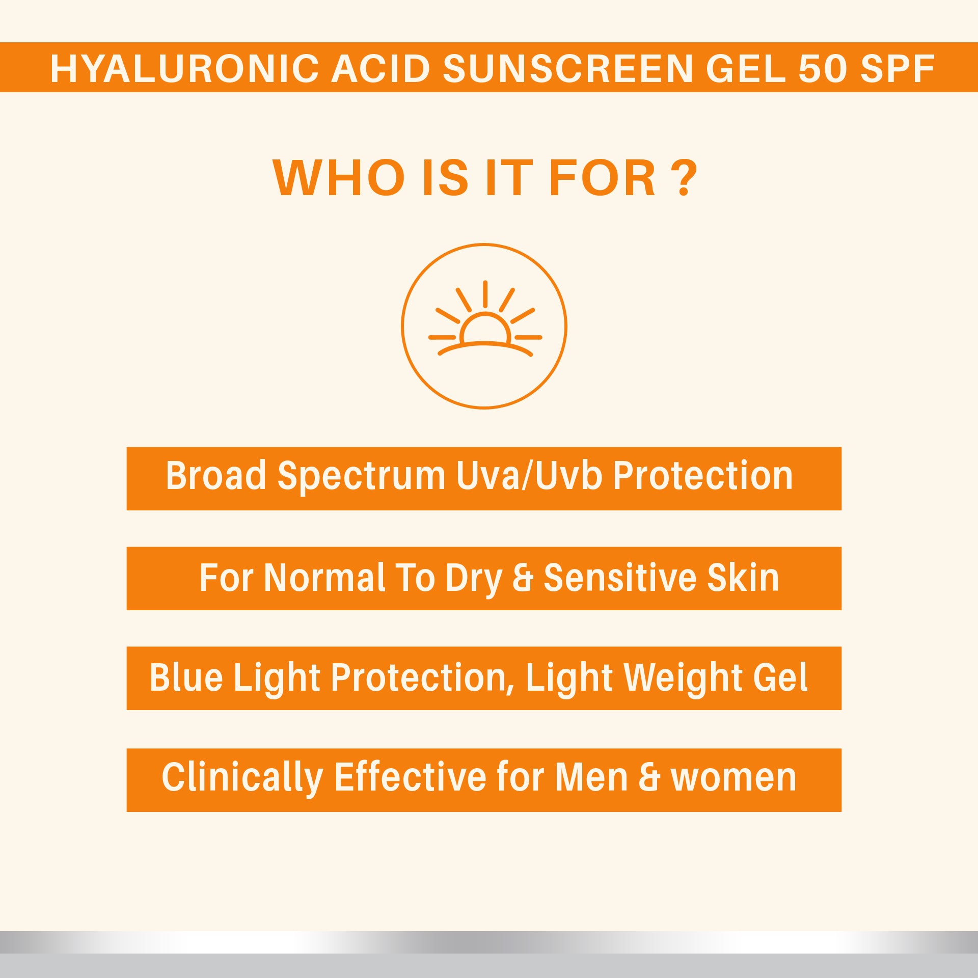Dermora Hyaluronic Acid Sunscreen Gel with SPF 50 ++++ | 100 ml - Dermora
