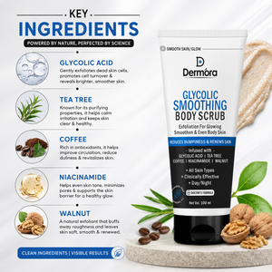 Glycolic Glow Body Scrub (100ml) - Exfoliating & Smoothing Skin Scrub infused with Glycolic Acid