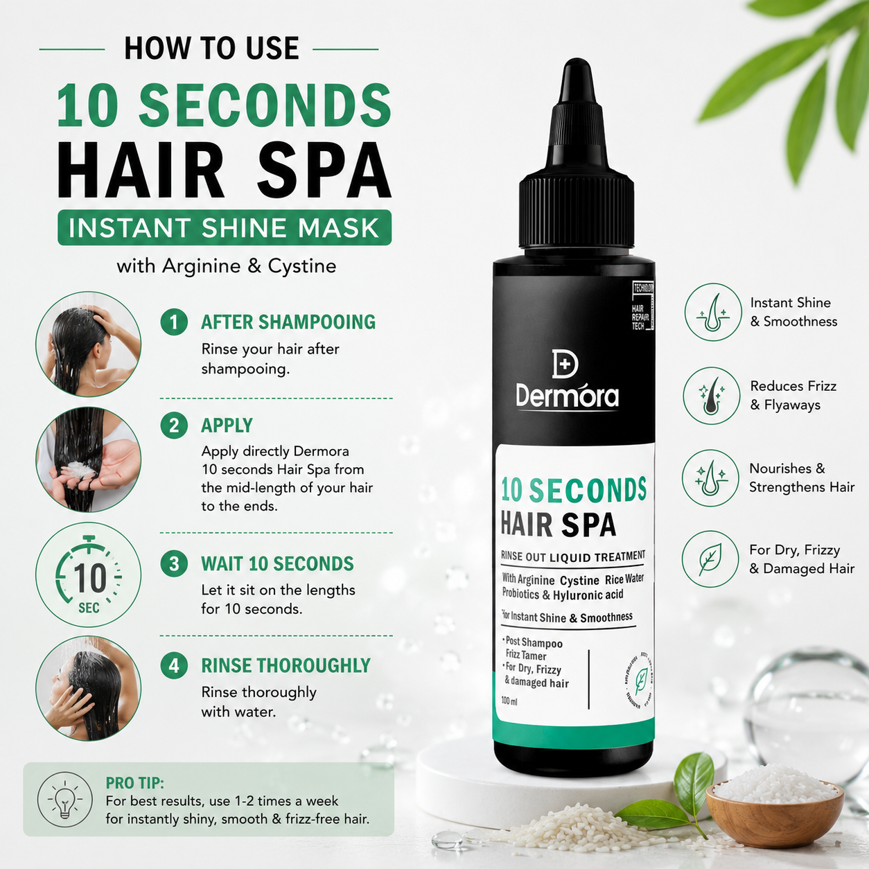 10 Second Hair Spa (100ml) - Instant Shine Mask with Arginine & Cystine