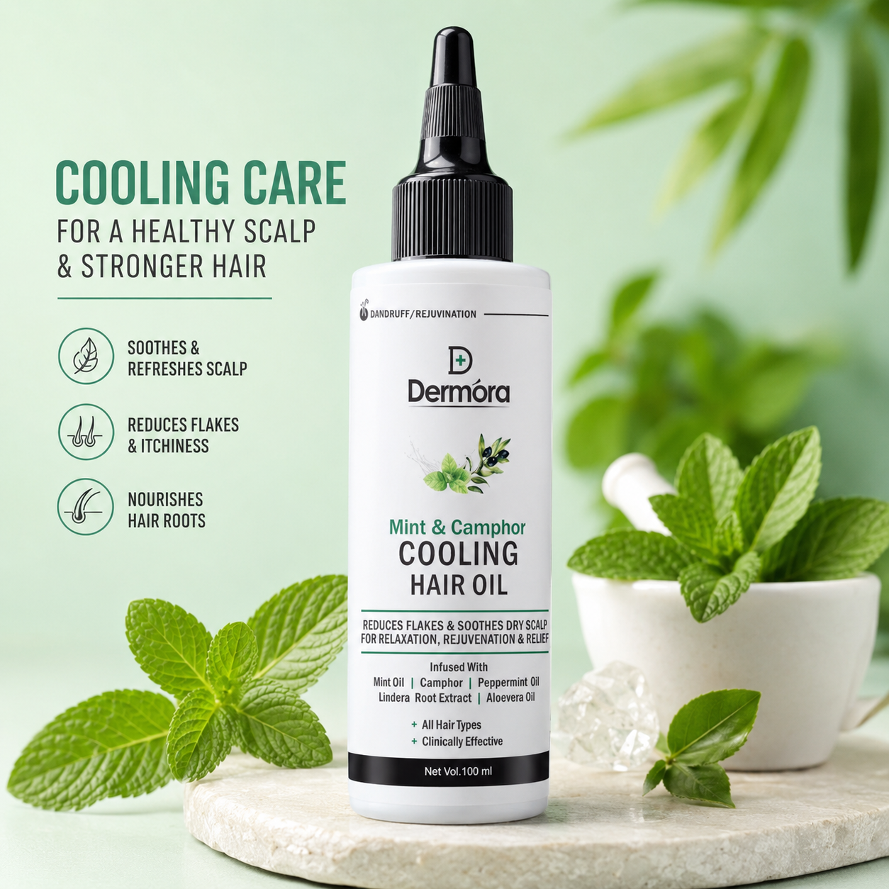 Mint & Camphor Cooling Hair Oil 100 ml soothes Scalp, Relieves Itch & Promotes Growth