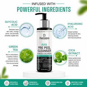 AHA Pre-Peel Cleanser Exfoliating & Pore Opening | Degreaser Cleanser for Skin Prep 100 ml
