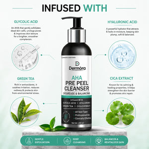 AHA Pre-Peel Cleanser Exfoliating & Pore Opening | Degreaser Cleanser for Skin Prep 200 ml
