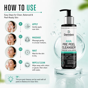 AHA Pre-Peel Cleanser Exfoliating & Pore Opening | Degreaser Cleanser for Skin Prep 100 ml