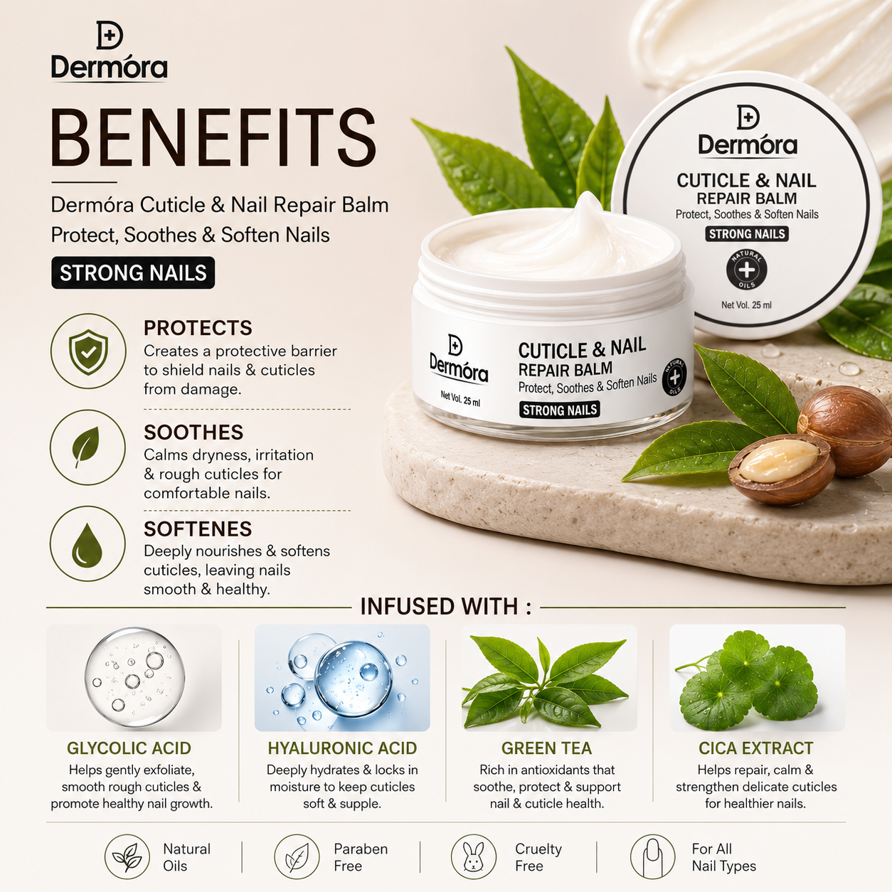 Cuticle & nail Repair Balm 25 ml - Dermora