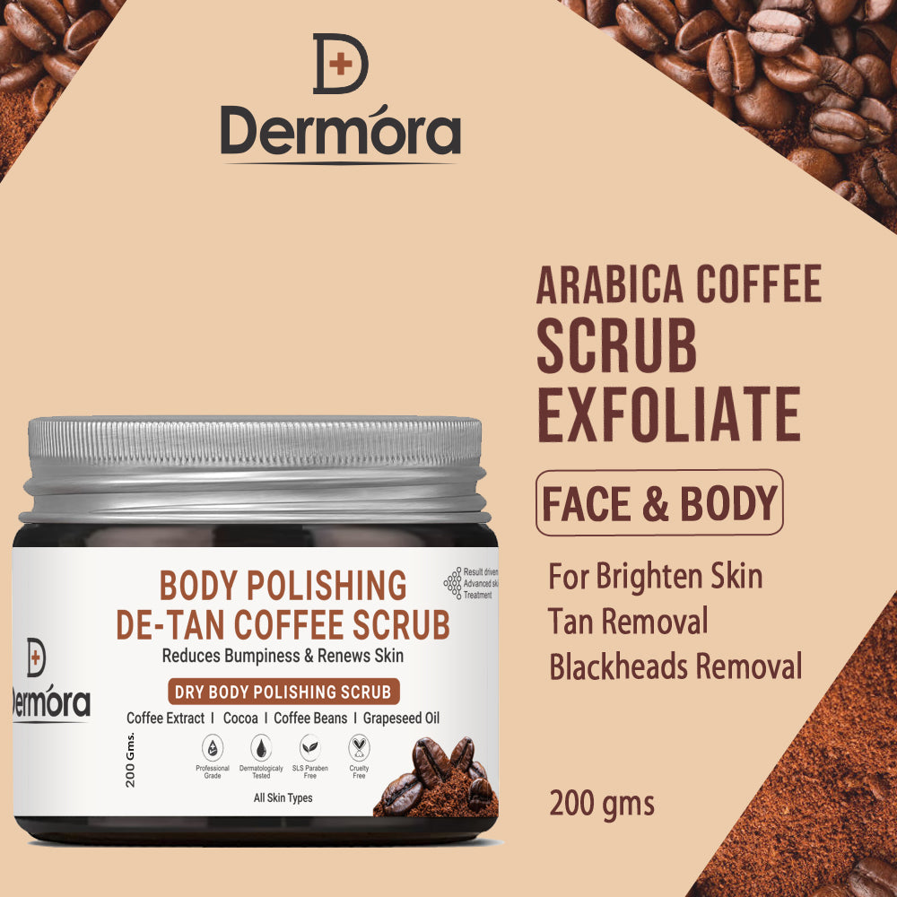 Body Polishing De tan Coffee Dry Body Scrub 200 Gms - Dermora
