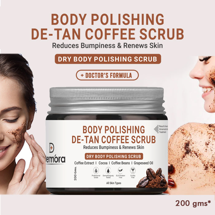 Body Polishing De tan Coffee Dry Body Scrub 200 Gms - Dermora