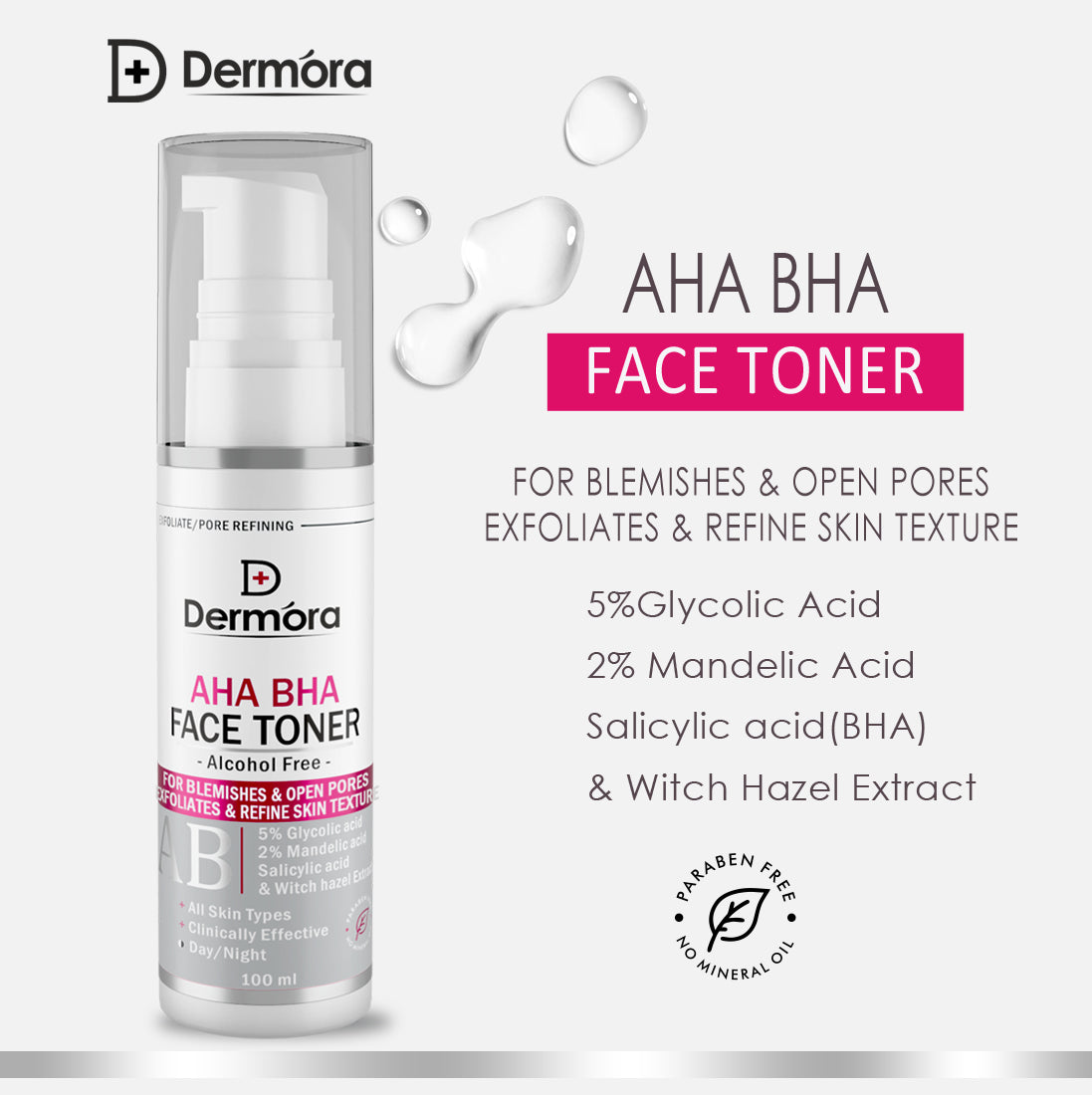 Dermora AHA BHA face toner 100 ml - Dermora