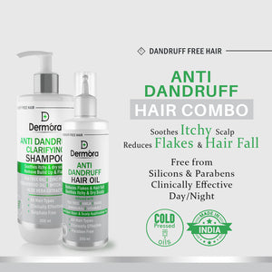 Dermora Anti Dandruff Clarifying Shampoo with anti dandruff hair oil 500(300+200)ml - Dermora