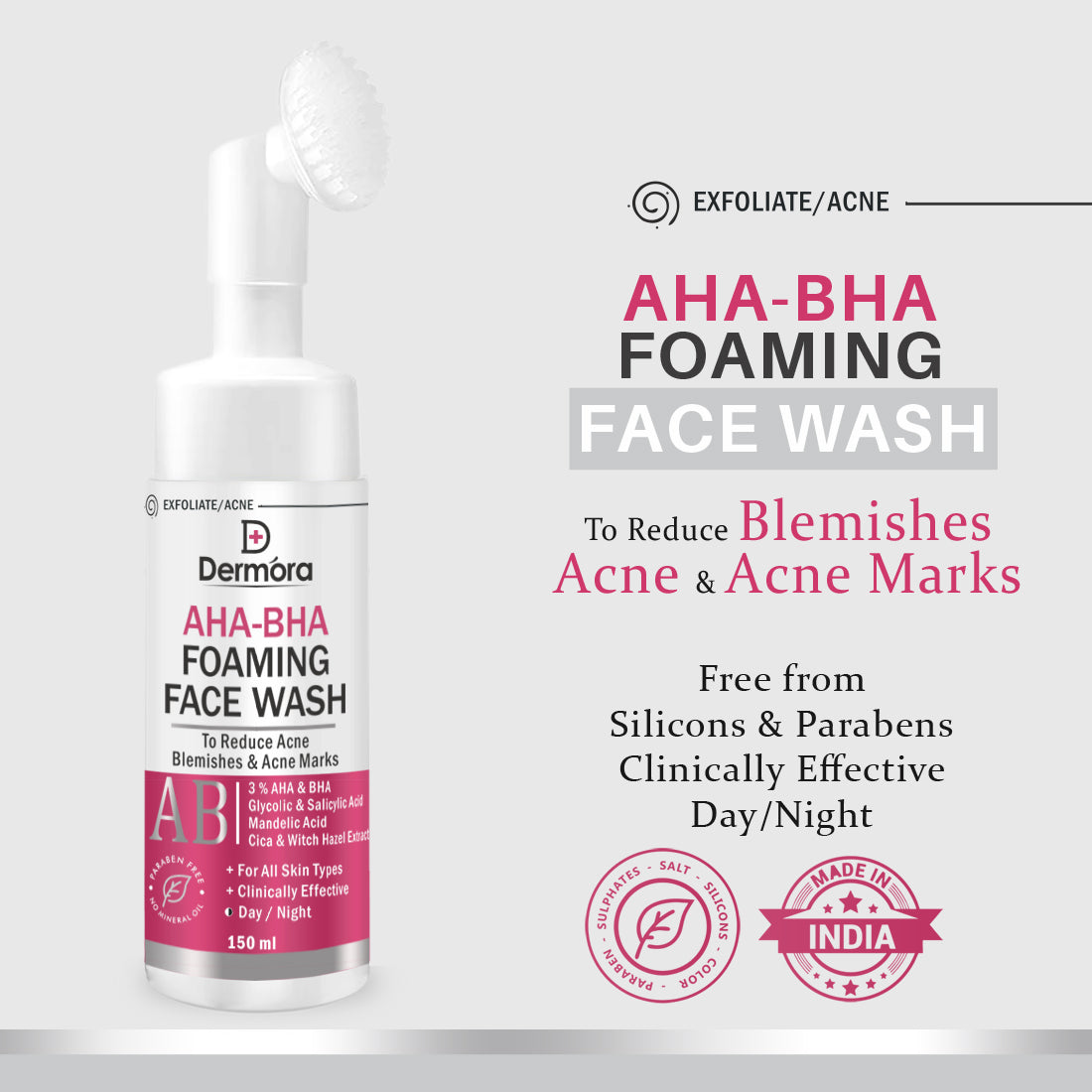 Dermora AHA BHA Foaming Face wash 150 ml - Dermora