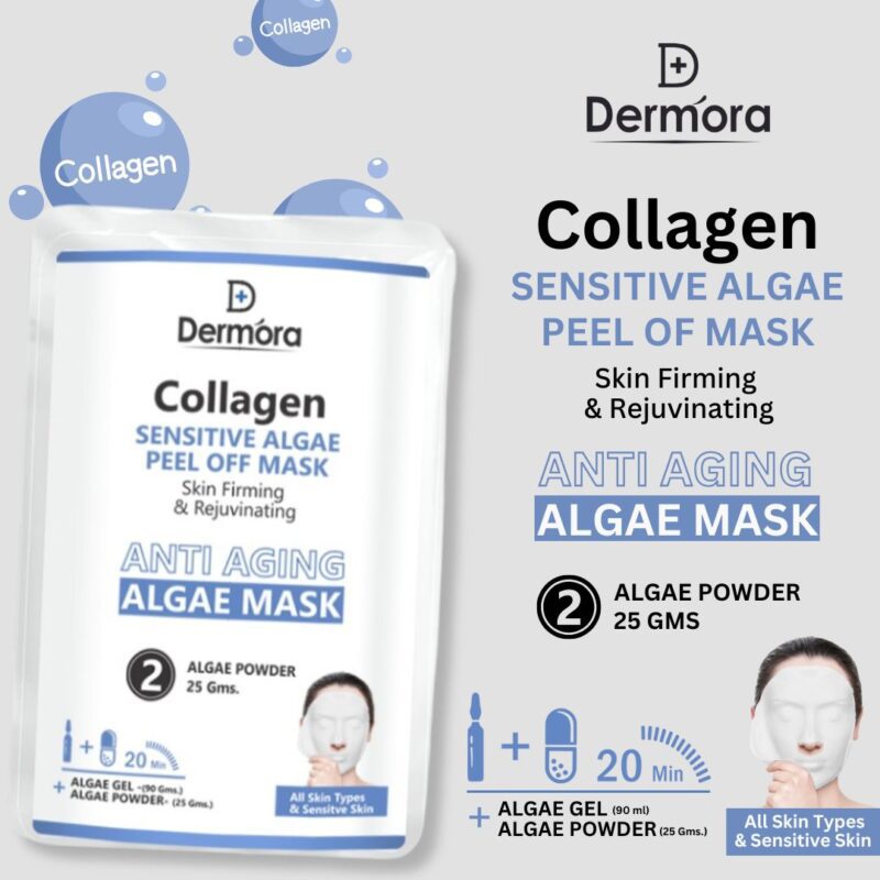 Dermora Collagen Sensitive Face Mask Firming & Anti Aging Peel Off Mask For Women & Men Pack of 2 (Powder 90 Gms + Gel 25 Gms)