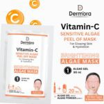 Dermora Vitamin C Sensitive Algae Peel Off Face Mask, Hydrating, Brightening & Reduce Dark Spots For Women & Men Pack of 2 (Powder 90 Gms.+ Gel 25 Gms)
