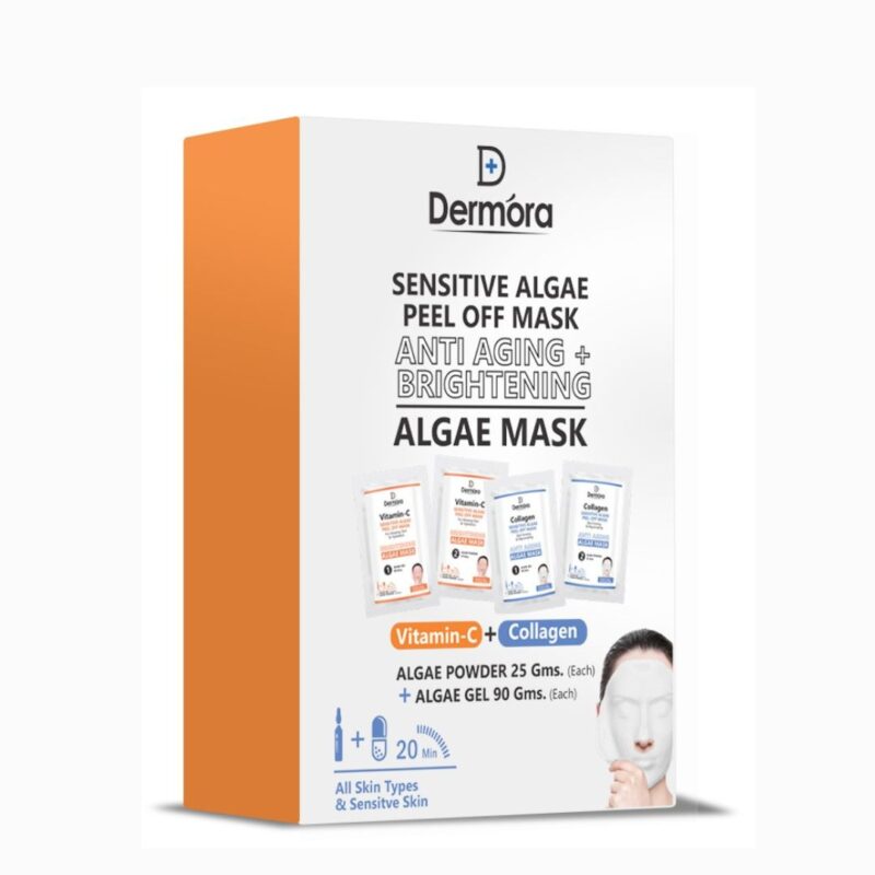 Vitamin C & Collagen Sensitive Skin Algae Skin Firming, Anti Aging & Glowing Skin Peel off Mask For Women & Men Combo Pack of 4 (90*2, 25*2) Gms.