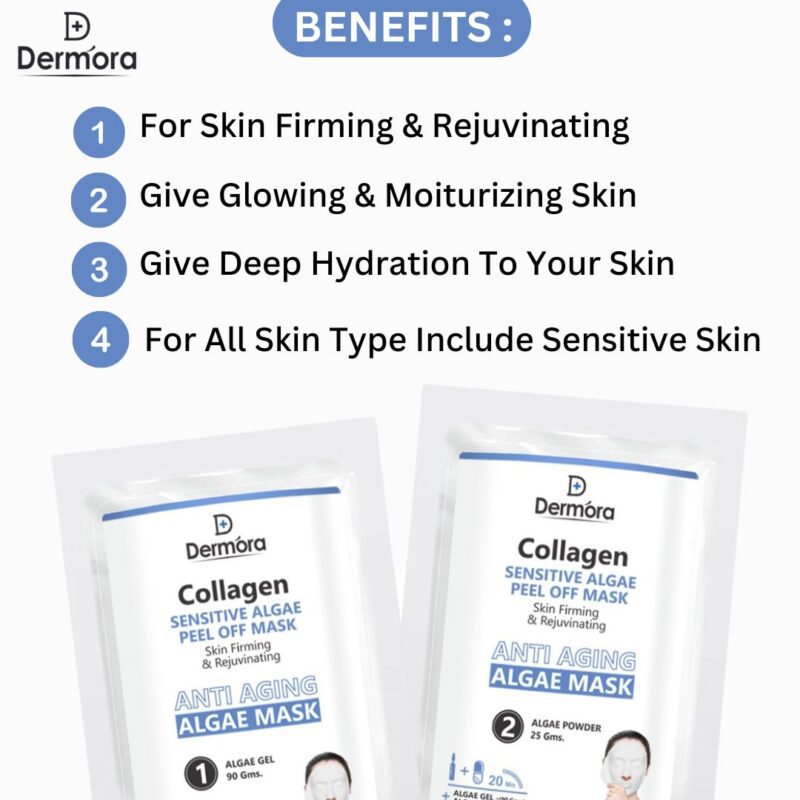 Vitamin C & Collagen Sensitive Skin Algae Skin Firming, Anti Aging & Glowing Skin Peel off Mask For Women & Men Combo Pack of 4 (90*2, 25*2) Gms.