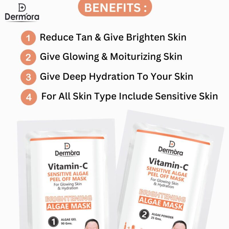 Vitamin C & Collagen Sensitive Skin Algae Skin Firming, Anti Aging & Glowing Skin Peel off Mask For Women & Men Combo Pack of 4 (90*2, 25*2) Gms.