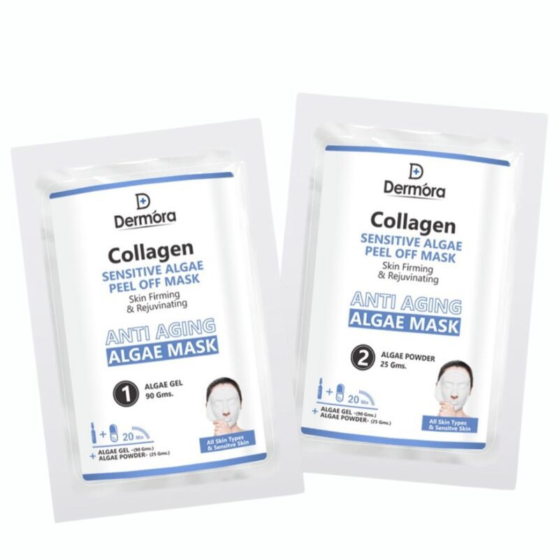 Dermora Collagen Sensitive Face Mask Firming & Anti Aging Peel Off Mask For Women & Men Pack of 2 (Powder 90 Gms + Gel 25 Gms)