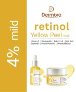 Dermora Professional 4% Mild Advanced 2-Step Retinol Yellow Peel Kit With 5-Steps | Enzyme Cleanser Peel (12g) | Pre Peel Cleanser (100ml) | Retinol & Vitamin-C Yellow Peel Solution (30ml) | Retinol Yellow Peel Cream (30ml) | Post Peel Neutralizer (100ml)
