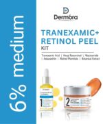 Dermora Professional 6% Medium Advanced 2-Step Tranexamic + Retinol Peel Kit With 5-Steps | Enzyme Cleanser Peel (12g) | Pre Peel Cleanser (100ml) | Tranexamic + Retinol Peel Solution (30ml) | Tranexamic + Retinol Peel Cream (30ml) | Post Peel Neutralizer (100ml)