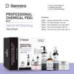 Dermora Professional Neck Whitening Peel Kit With 5-Steps | Enzyme Cleanser Peel (12g) | Pre Peel Cleanser (100ml) | Neck Whitening Peel (30ml) | Post Peel Neutralizer (100ml) | CICA Calming Face Cream (30ml)