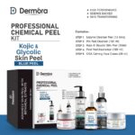 Dermora Professional Kojic & Glycolic Skin Peel Kit With 5-Steps | Enzyme Cleanser Peel (12g) | Pre Peel Cleanser (100ml) | Kojic & Glycolic Skin Peel (30ml) | Post Peel Neutralizer (100ml) | CICA Calming Face Cream (30ml)